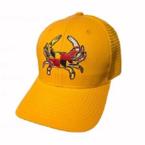 Maryland Flag Crab Embroidered Patch Mesh Yellow Cap Hat NEW Fast Ship